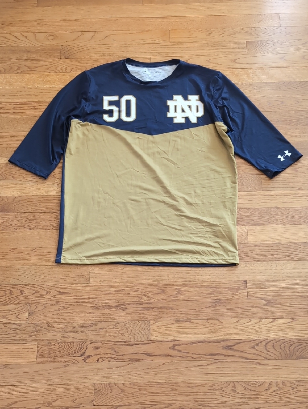 Under Armour Navy and Gold Notre Dame Athletic Jersey